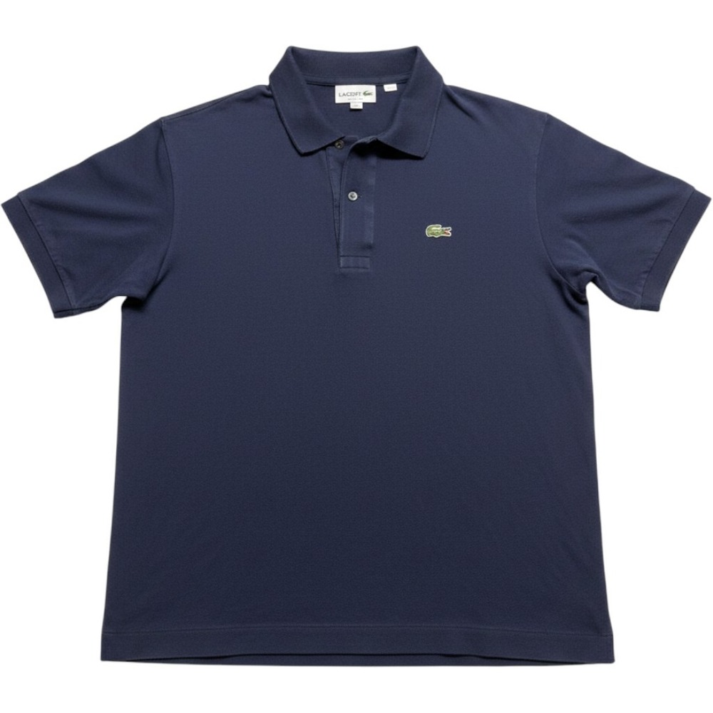 Lacoste Mens Classic Fit Polo Shirt Navy Blue Cotton Pique L1212 Size US XL FR 6